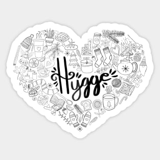 Hygge Heart - Black Line Art Sticker